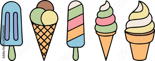 ice cream popsicle cone soft serve vector clipart pack dessert icons