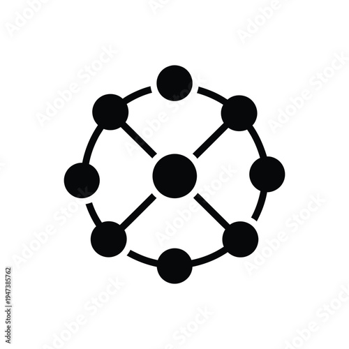 Network of interconnected circles and lines, symbolizing connection, communication, and technology, abstract data structure