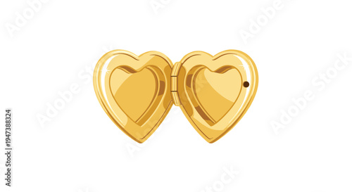 A polished gold heart-shaped locket is shown closed and centered on a pristine white background with a visible clasp.