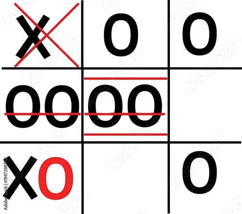 Tic tac toe game board illustration, X and O strategy puzzle grid, classic logic game concept vector design