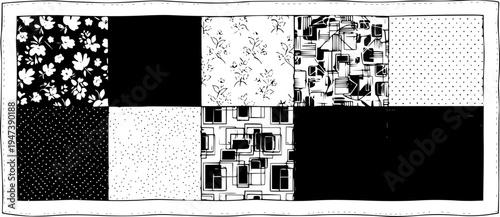 set of women's scarf flat sketch vector illustration cad mock up template