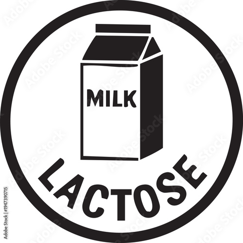 A simple 3D illustration of a milk carton box and bottle with labels shown as a calendar-style icon representing a business concept of daily milk delivery for home use