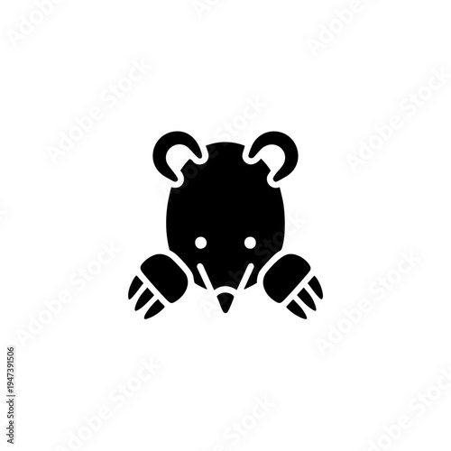 Cartoon bear character holding a pencil and paintbrush as tools