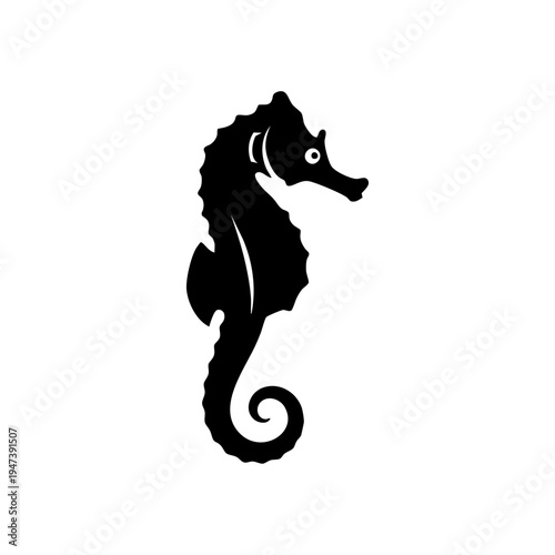 Graceful seahorse with curved tail swimming elegantly in the ocean