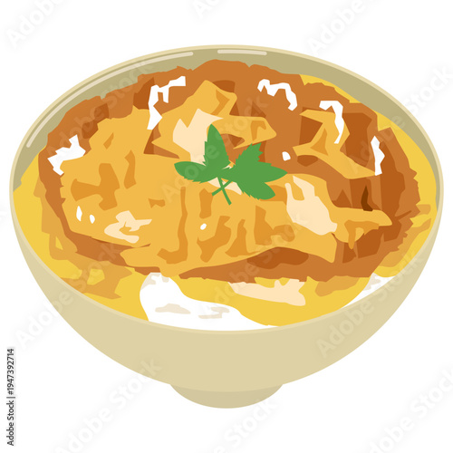 カツ丼のシンプルなイラスト素材