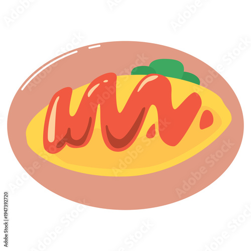 オムライスのシンプルなイラスト素材
