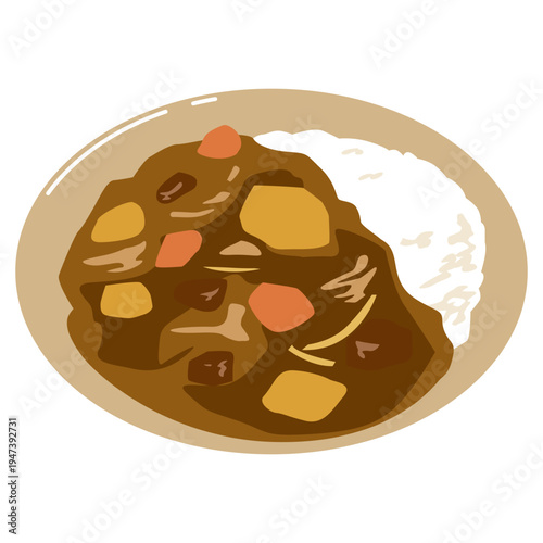 カレーライスのシンプルなイラスト素材