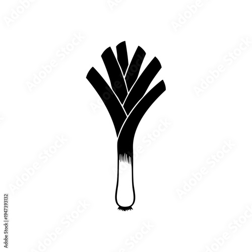 Black stylized broccoli illustration with a stem