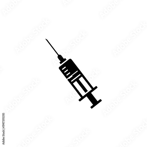 Medical syringe with needle attached and plunger ready for use