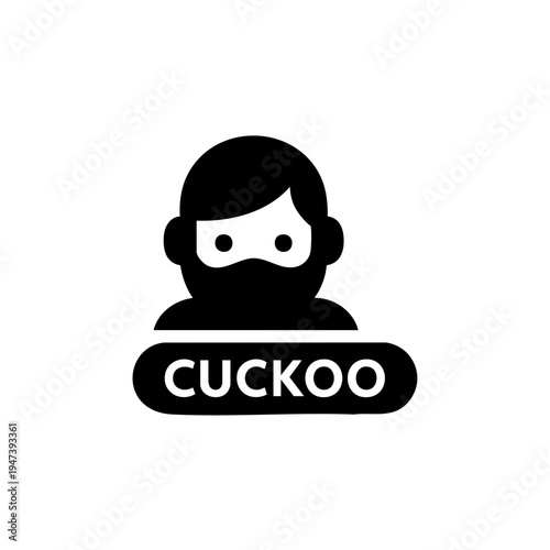 Cartoonish stylized character labeled as cuckoo with a masked face