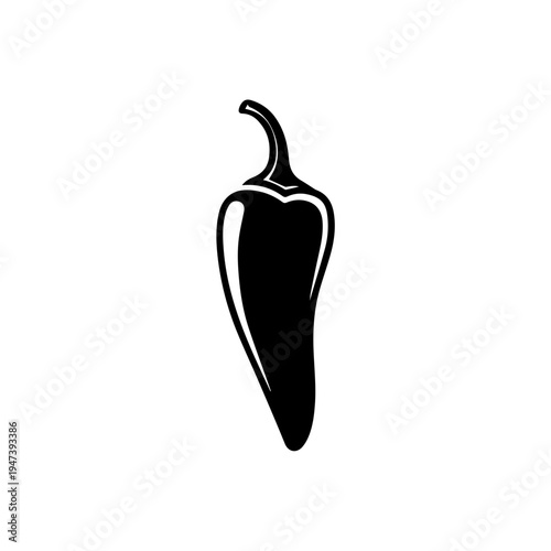 Black silhouette of a jalapeño pepper with a stem