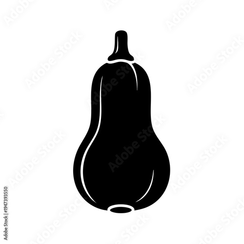 Black silhouette of a squash with a narrow neck and rounded bottom