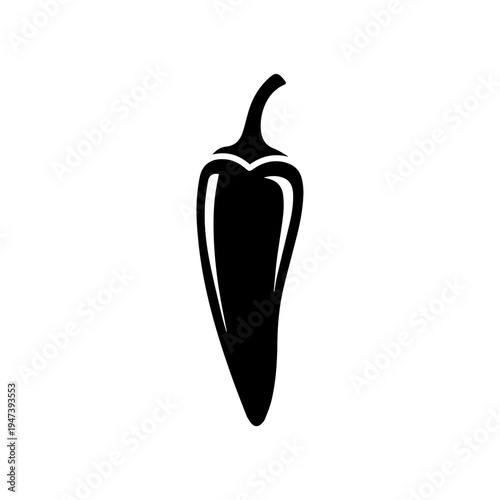 Black silhouette of a jalapeño pepper with pointed tip and stem