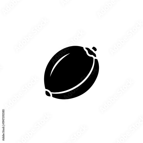 Black and white illustration of a simple leafy seed pod shape