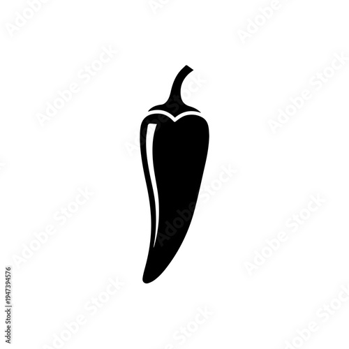 Black and white illustration of a jalapeño pepper with a stem