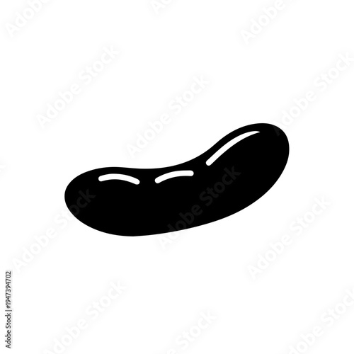 A sleek, curved black bean icon with a smooth, elongated shape.