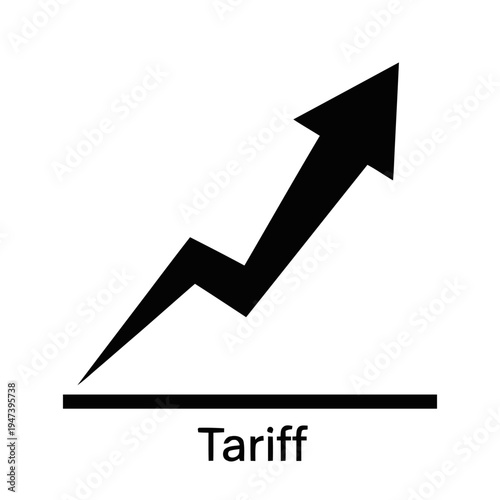 A sharp upward trending line graph labeled tariff shows increasing cost against a stark white background.