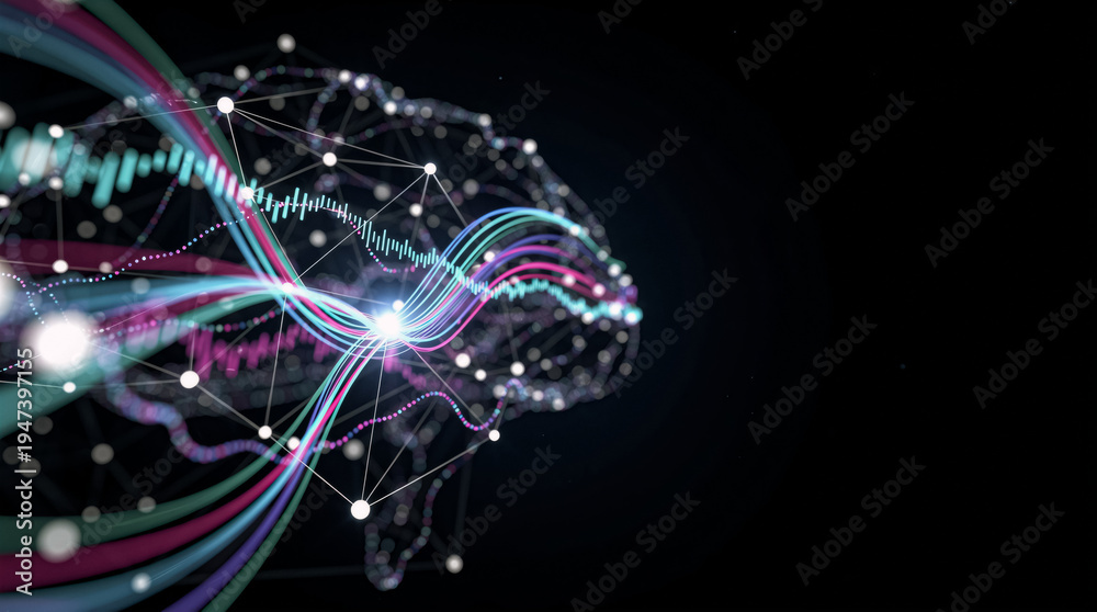 Fototapeta premium Glowing brain network displays modern technology concept against a dark background