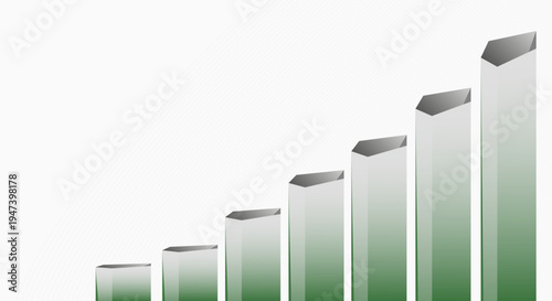 Abstract 3D bar chart showing upward trend and growth on a white background