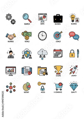 lock, man and others icon set