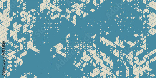 Triangle Vector Abstract Geometric Technology Background. Halftone Triangular Retro 80s Simple Pattern. Minimal Style Dynamic Tech Wallpaper