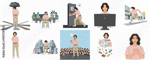 Minimalist Style Illustration Series of Various Emotional and Life Situation Concepts