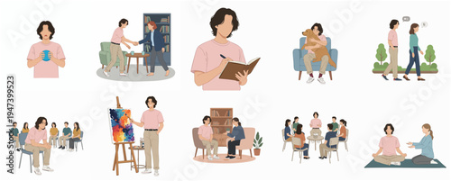 Simple Style Illustration Showing People in Different Stages of Life
