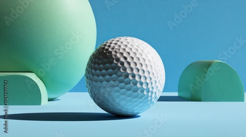 Clean minimalist image of golf ball with modern composition for product display
