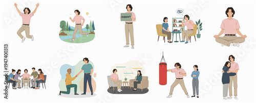 Flat Style Illustration Collection of Person in Various Life Situation