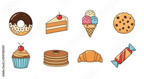 Assorted sweets and desserts illustration