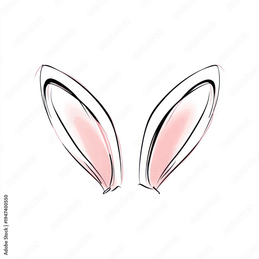 Fototapeta premium Minimalist bunny ears illustration.