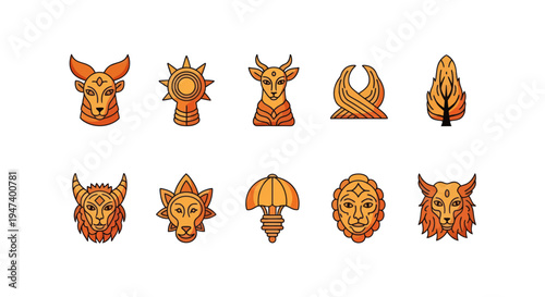 Abstract geometric animal and symbol designs