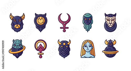 Abstract zodiac sign illustrations