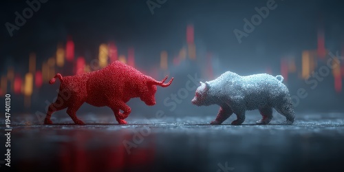 bull and bear symbols representing stock market trend