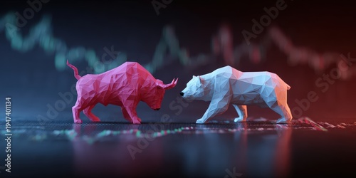 bull and bear symbols representing stock market trend
