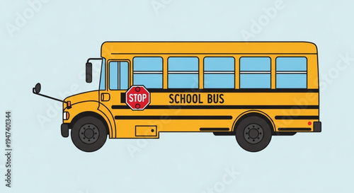 illustration of a classic yellow American school bus