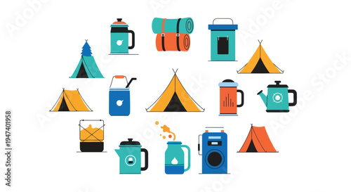 Camping equipment vector illustration