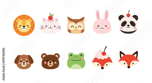 Cartoon animal faces collection