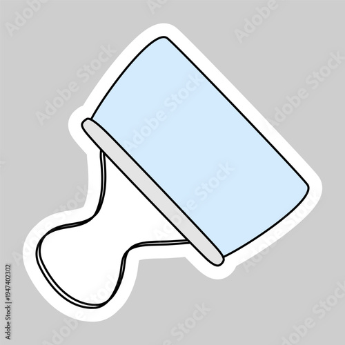 Sticker with metal binder clip for holding sheets of paper together, doodle style vector