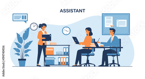 Office workers collaborate on project with laptops and documents nearby indoors