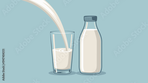 Milk pouring glass bottle