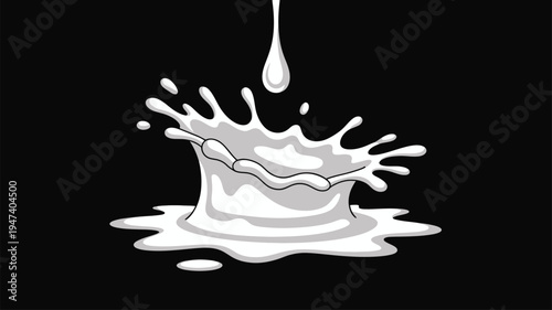 Milk pouring splash crown vector