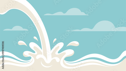 Milk Pouring Sky Clouds Vector