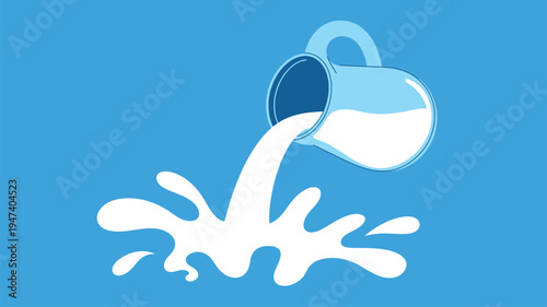 Milk pouring splash vector illustration