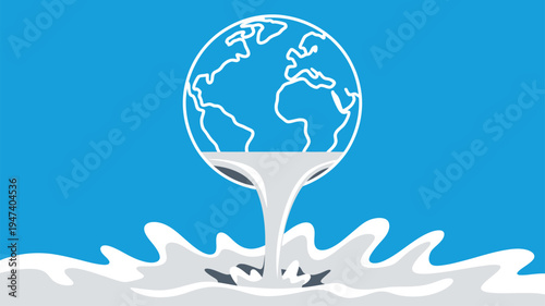 Milk pouring World map liquid