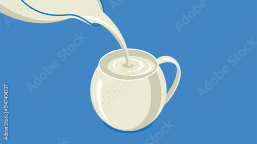 Milk pouring white mug