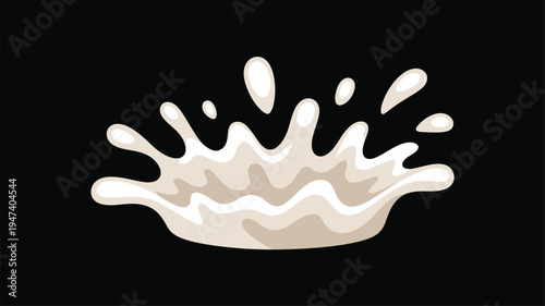 Milk Splash Black Background Flat Illustration