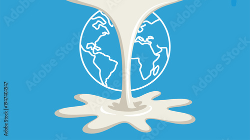 Milk pouring World map splash