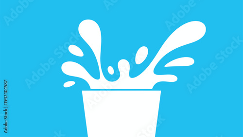 Milk splash cup silhouette blue