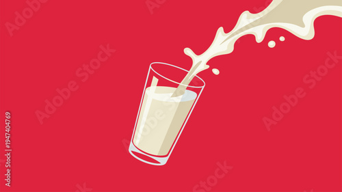 Milk splashing glass red
